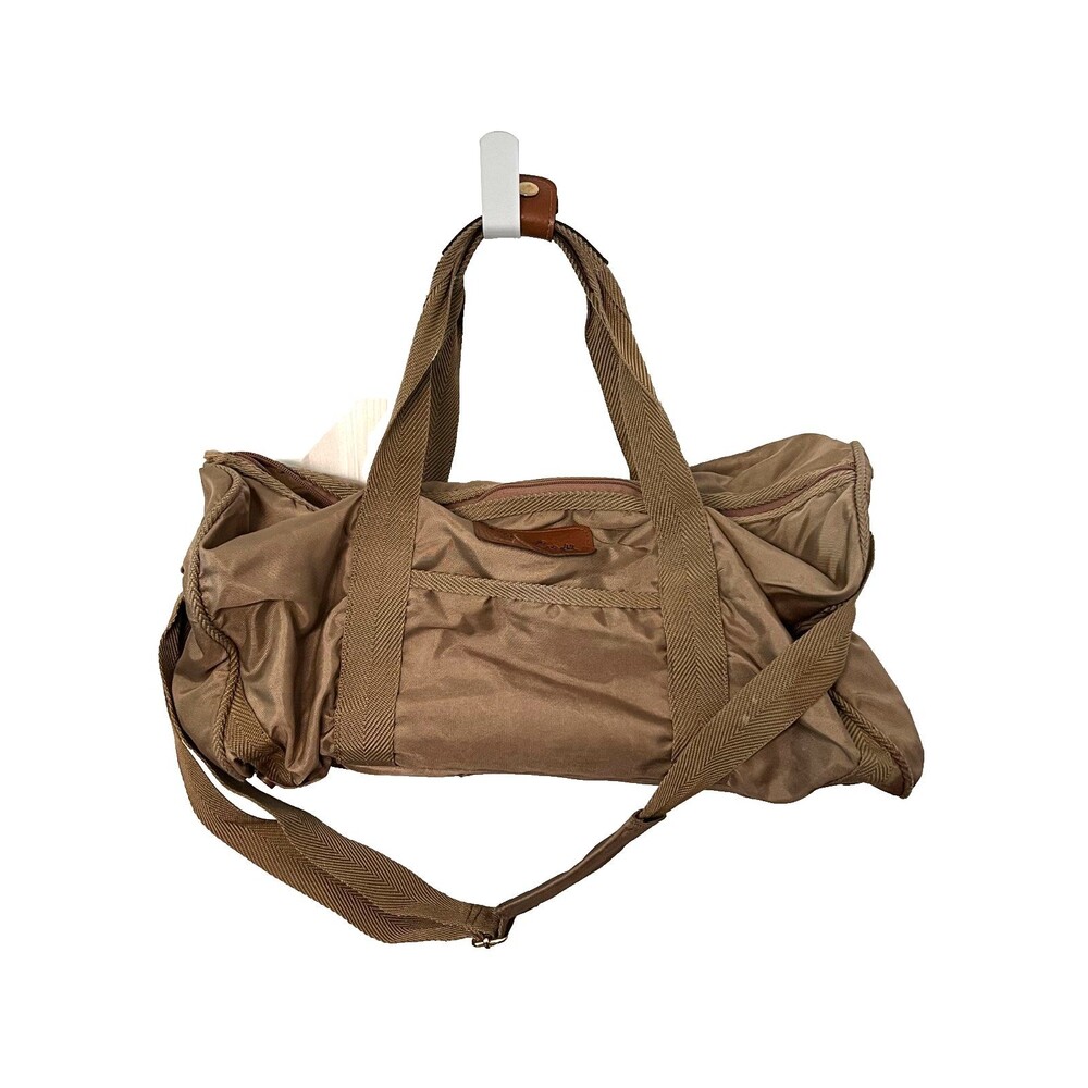 Vintage PIERRE CARDIN Duffle Travel Gym Weekend Bag Nylon Khaki Shoulder Strap